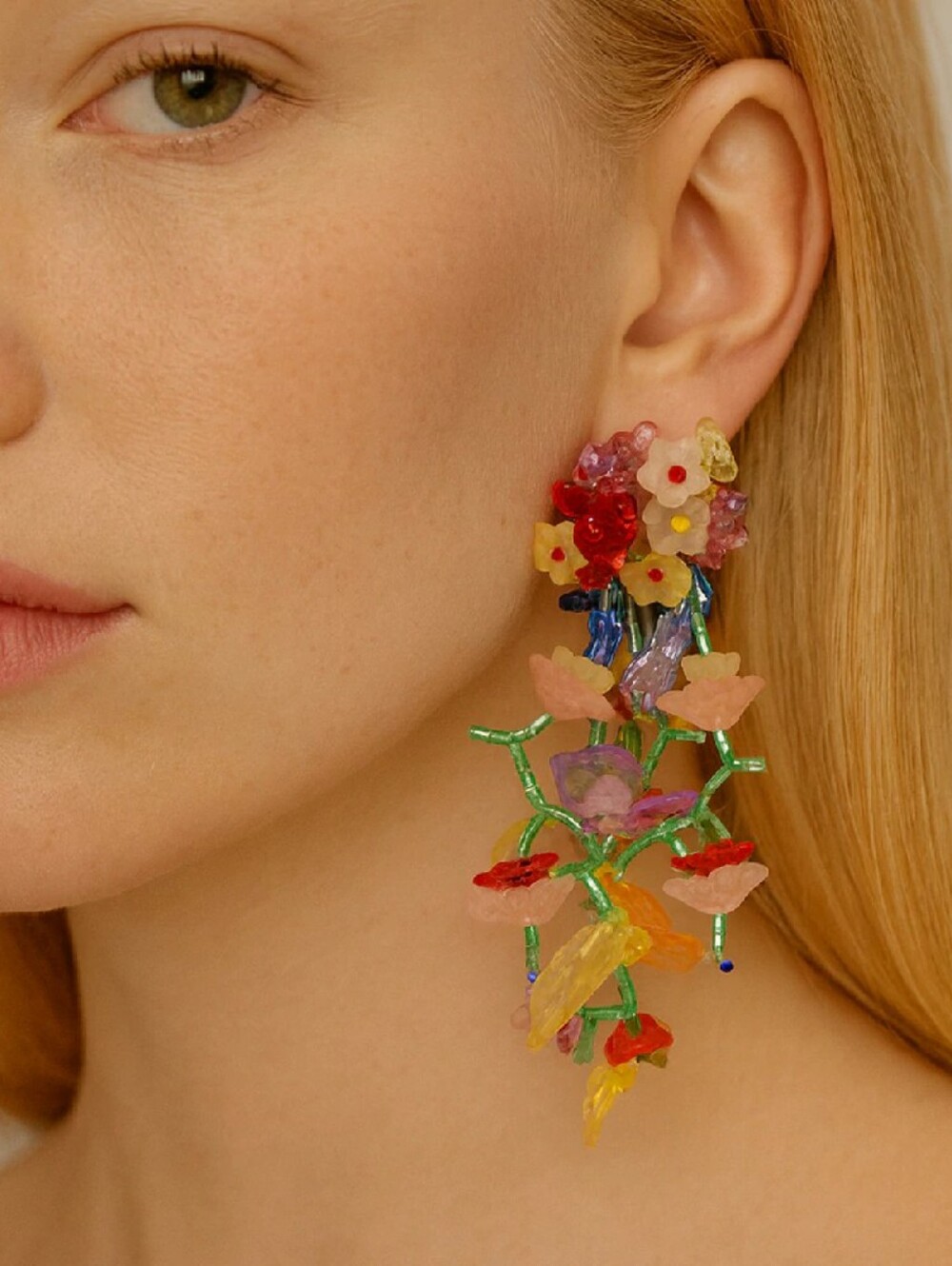 NEW Multicolored Flower Plant Bohemian Dangle Large Statement Earrings